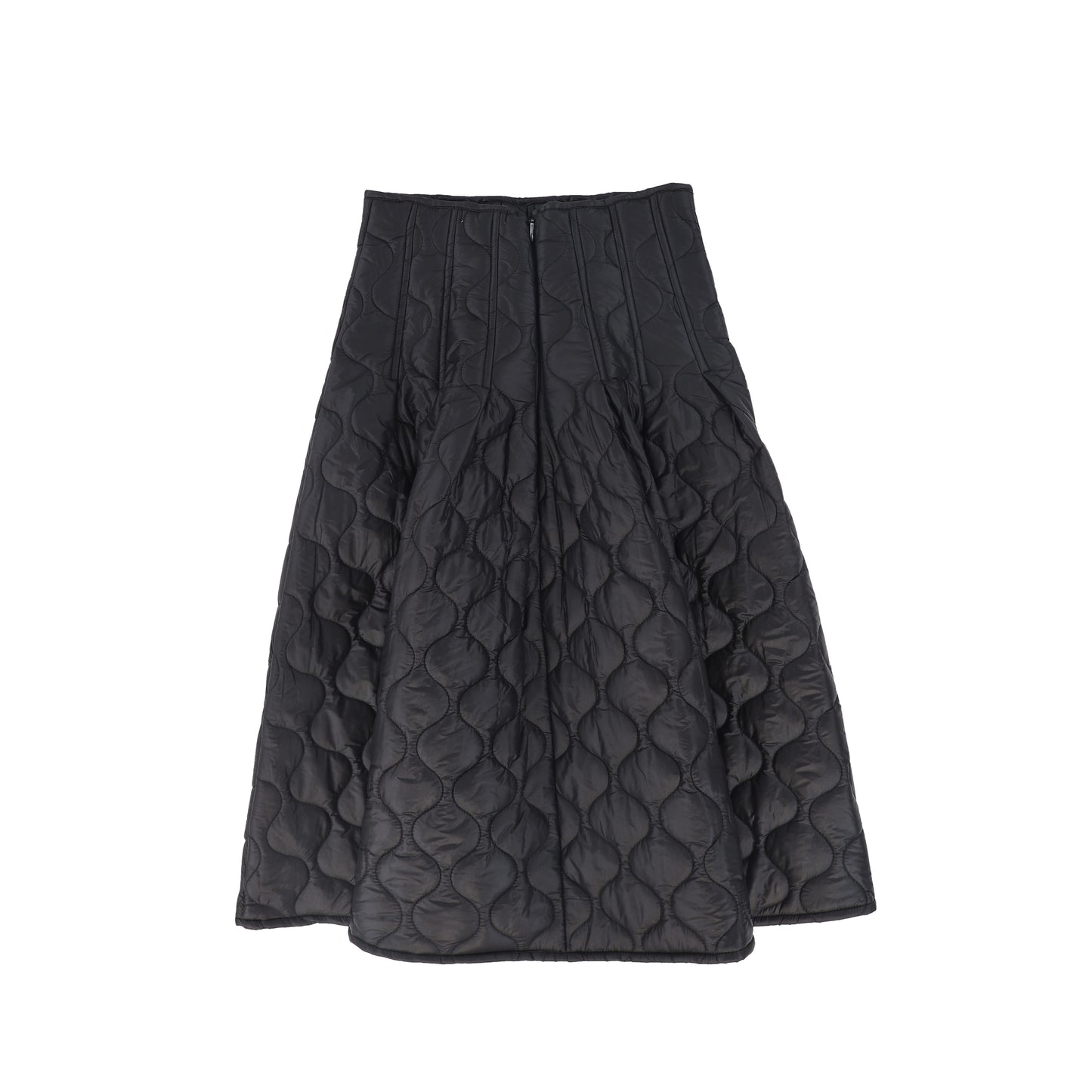 VALENTINA BLACK QUILTED MIDI SKIRT