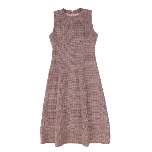 VALENTINA BURGUNDY WOOL SEAM DETAILED DRESS