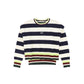 VALENTINA NAVY WIDE STRIPED TRIMMING SWEATER
