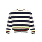 VALENTINA NAVY WIDE STRIPED TRIMMING SWEATER