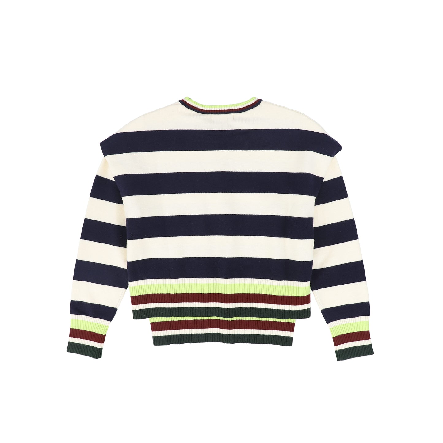VALENTINA NAVY WIDE STRIPED TRIMMING SWEATER