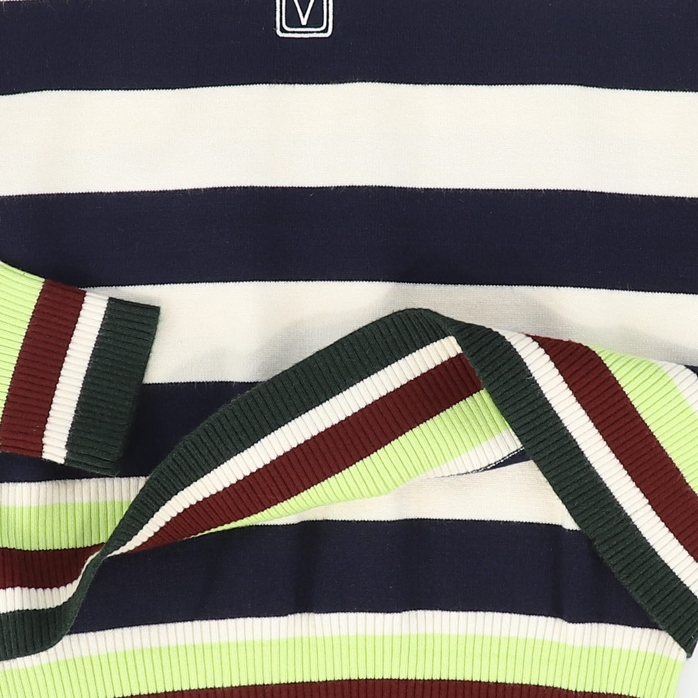 VALENTINA NAVY WIDE STRIPED TRIMMING SWEATER