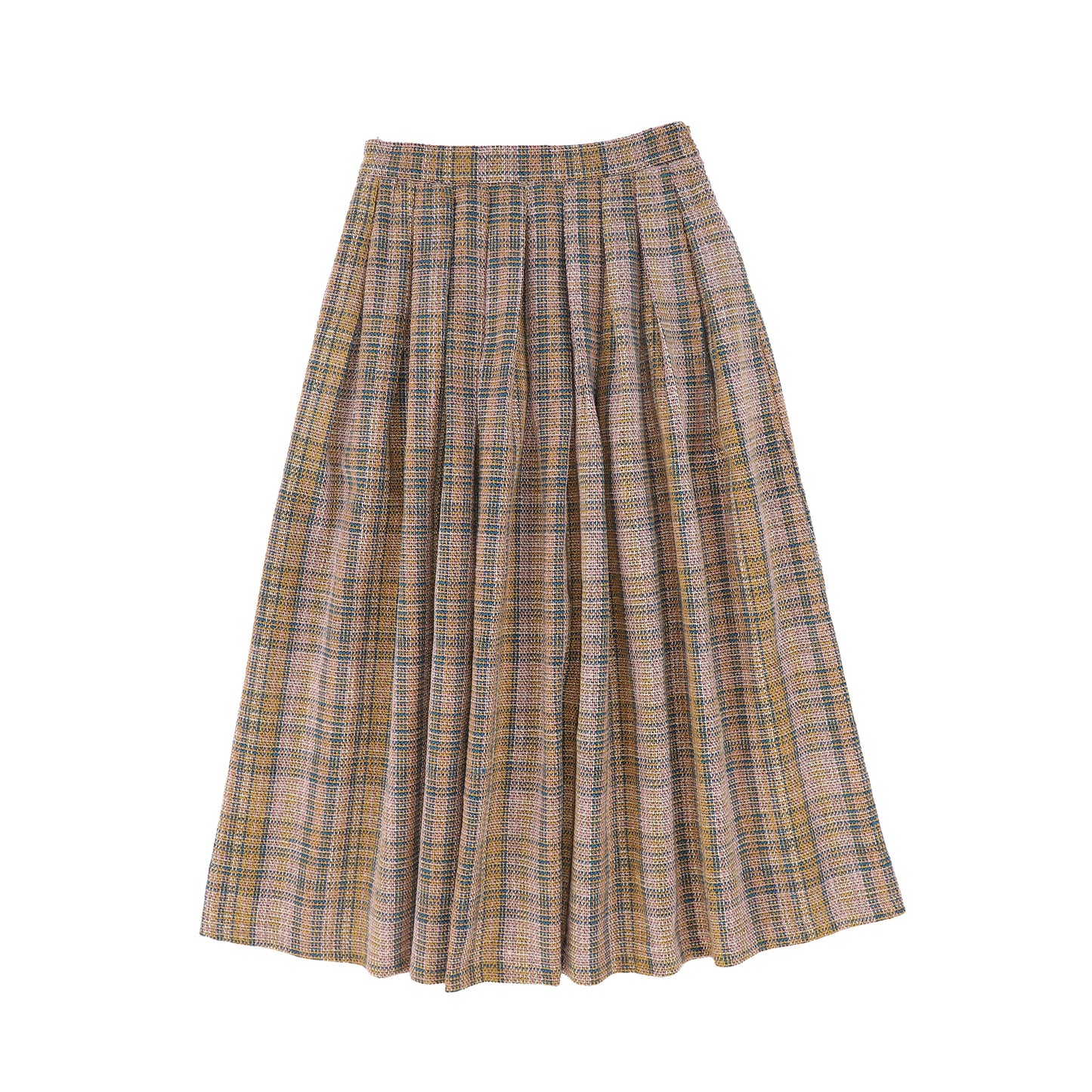 VALENTINA PINK TEXTURED PLAID SOFT PLEAT SKIRT