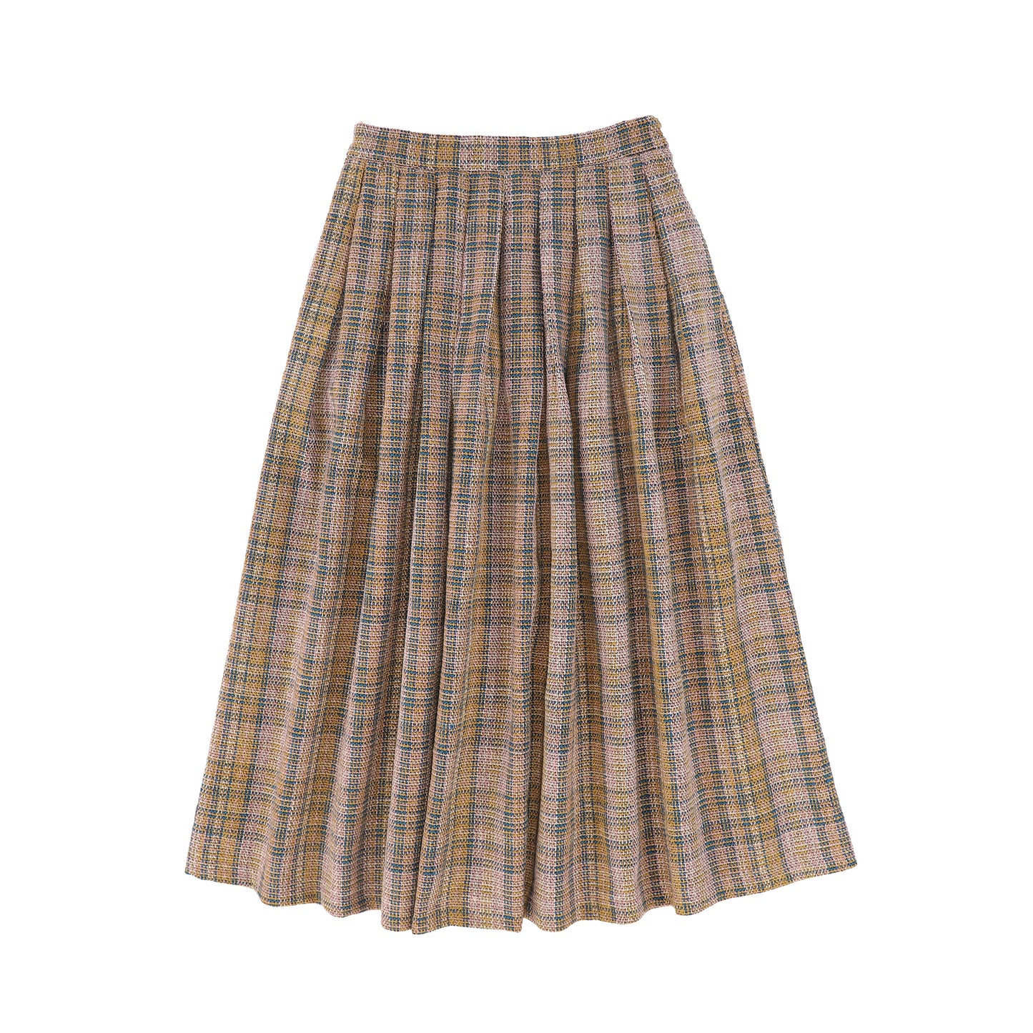 VALENTINA PINK TEXTURED PLAID SOFT PLEAT SKIRT