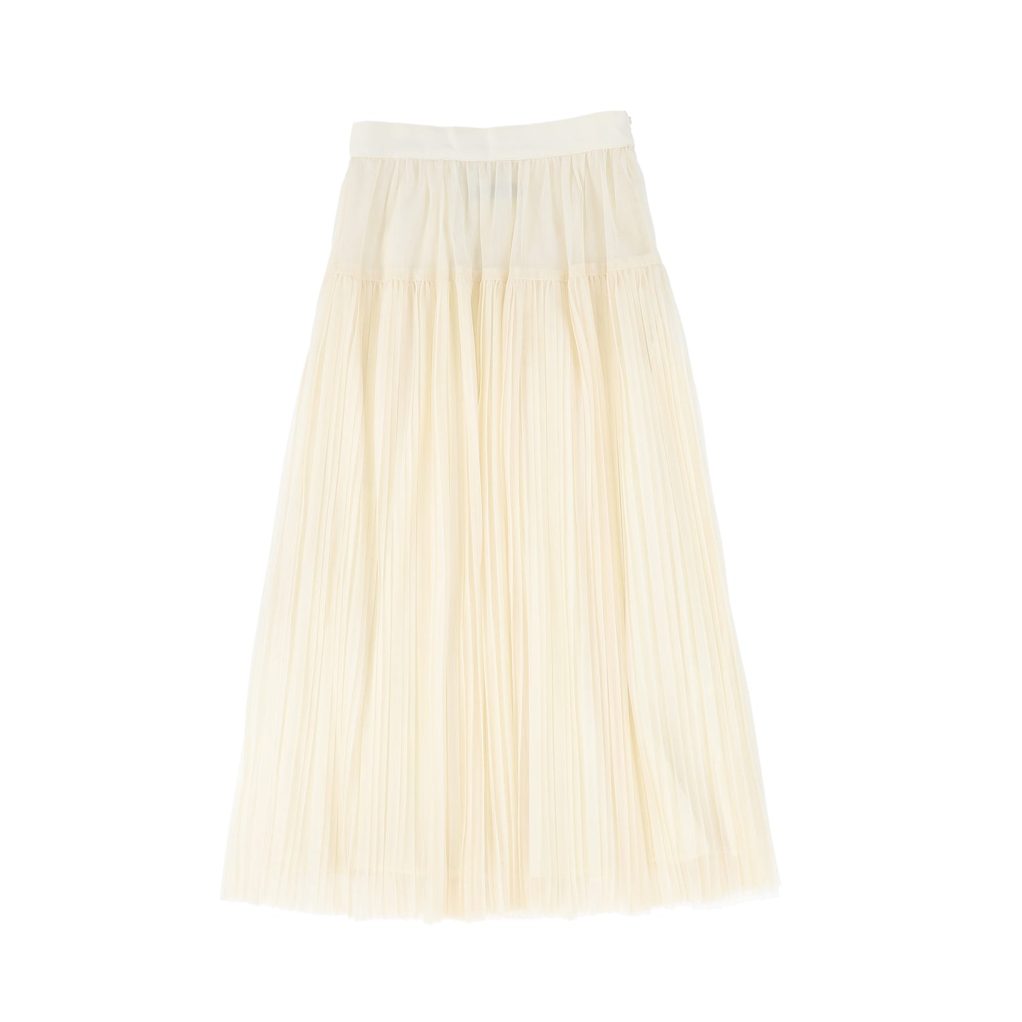 FRANCESCA GUILIANO CREAM PLEATED TULLE TIER SKIRT
