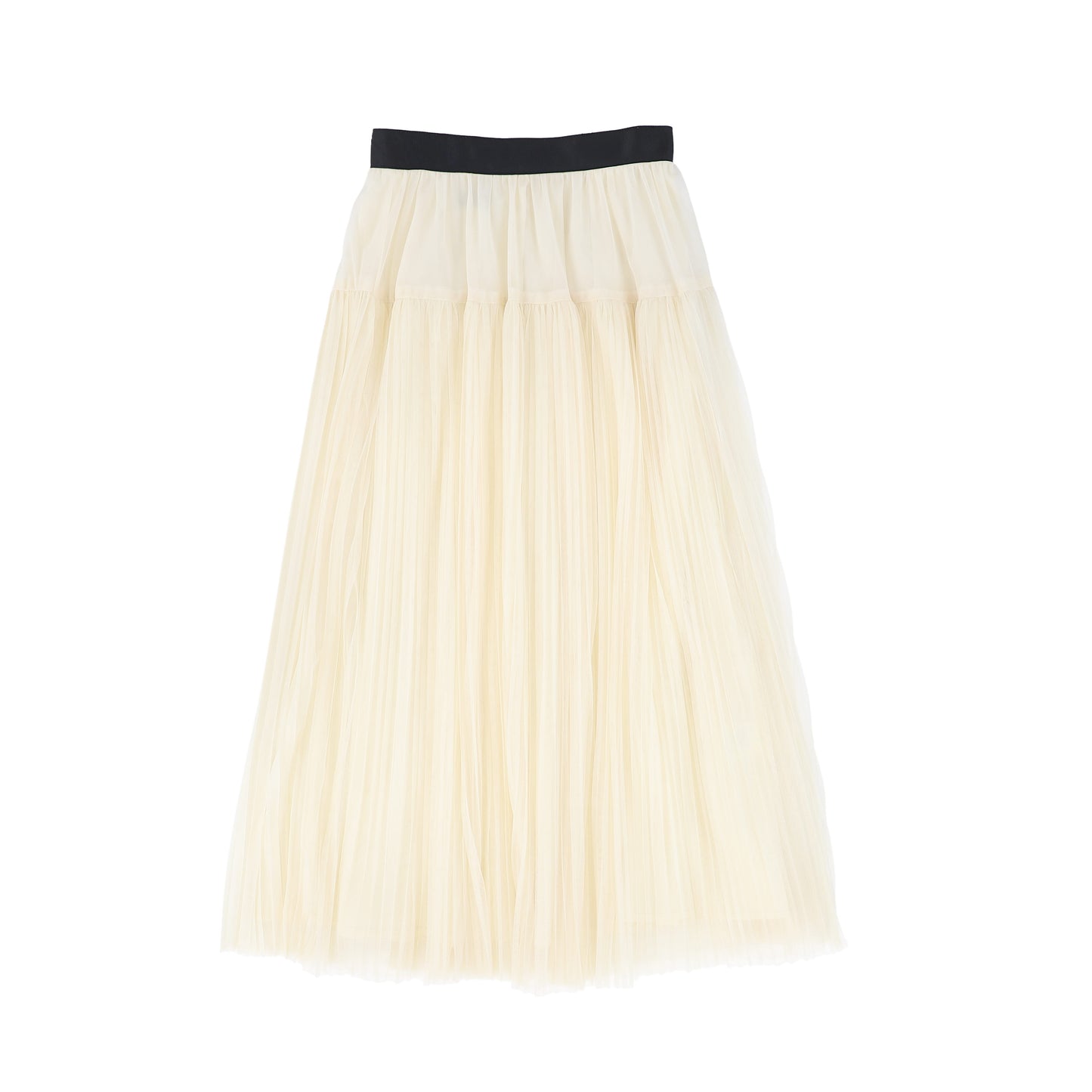 FRANCESCA GUILIANO CREAM/BLACK PLEATED TULLE TIER SKIRT