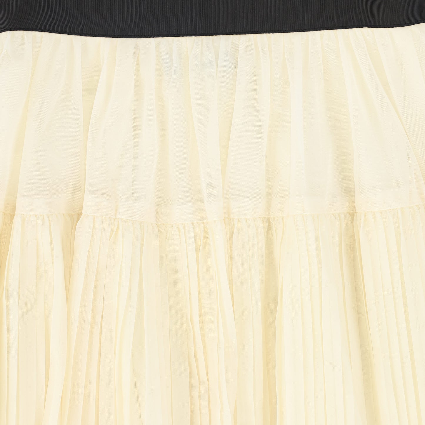 FRANCESCA GUILIANO CREAM/BLACK PLEATED TULLE TIER SKIRT