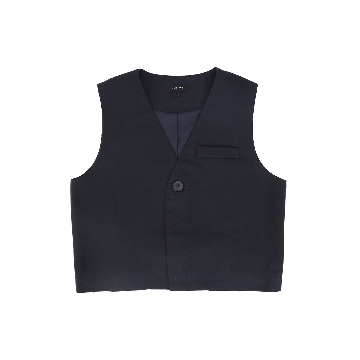 BAMBOO NAVY V-NECK ONE BUTTON VEST