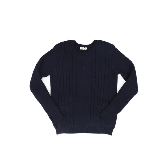COTTIER NAVY CABLE KNIT SWEATER
