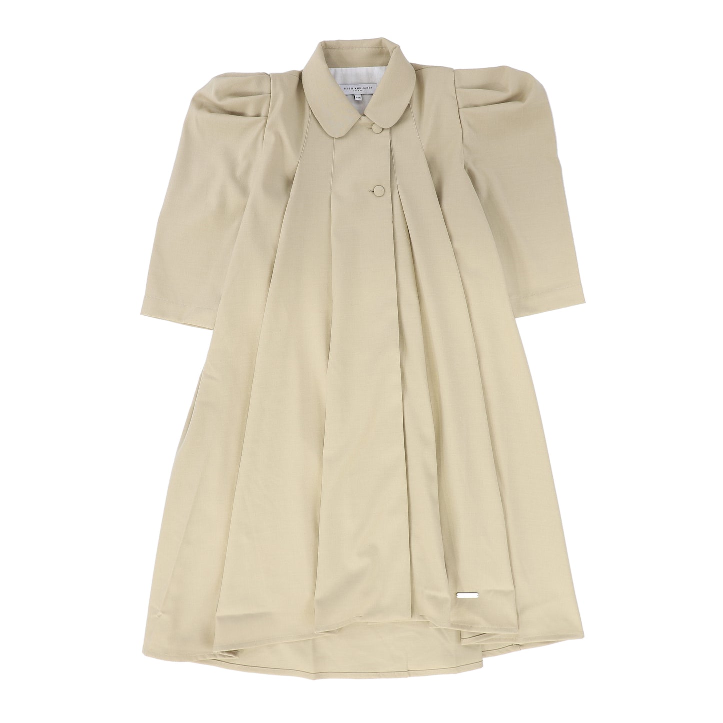 JESSIE AND JAMES BEIGE WOOL PLEAT COLLAR DRESS