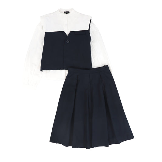 BAMBOO NAVY V NECK VEST SET