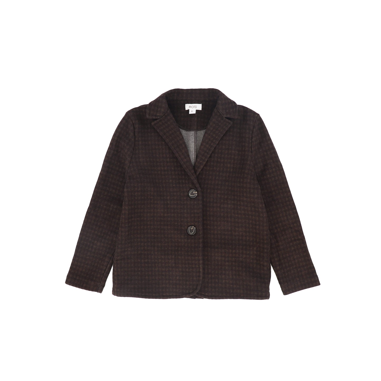 MOTU BROWN PLAID STRETCH KNIT BLAZER