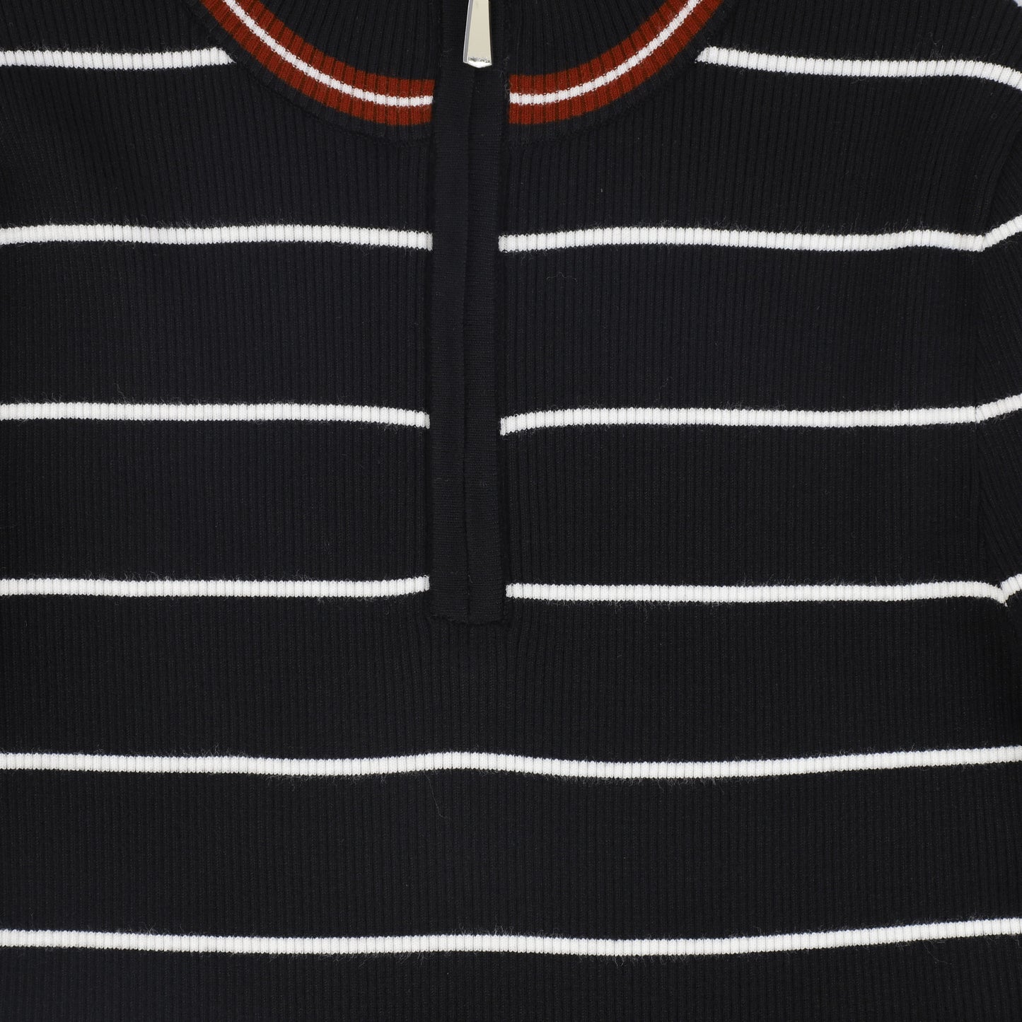 VALENTINA BLACK STRIPE HALF ZIP KNIT TURTLENECK SWEATER
