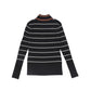 VALENTINA BLACK STRIPE HALF ZIP KNIT TURTLENECK SWEATER