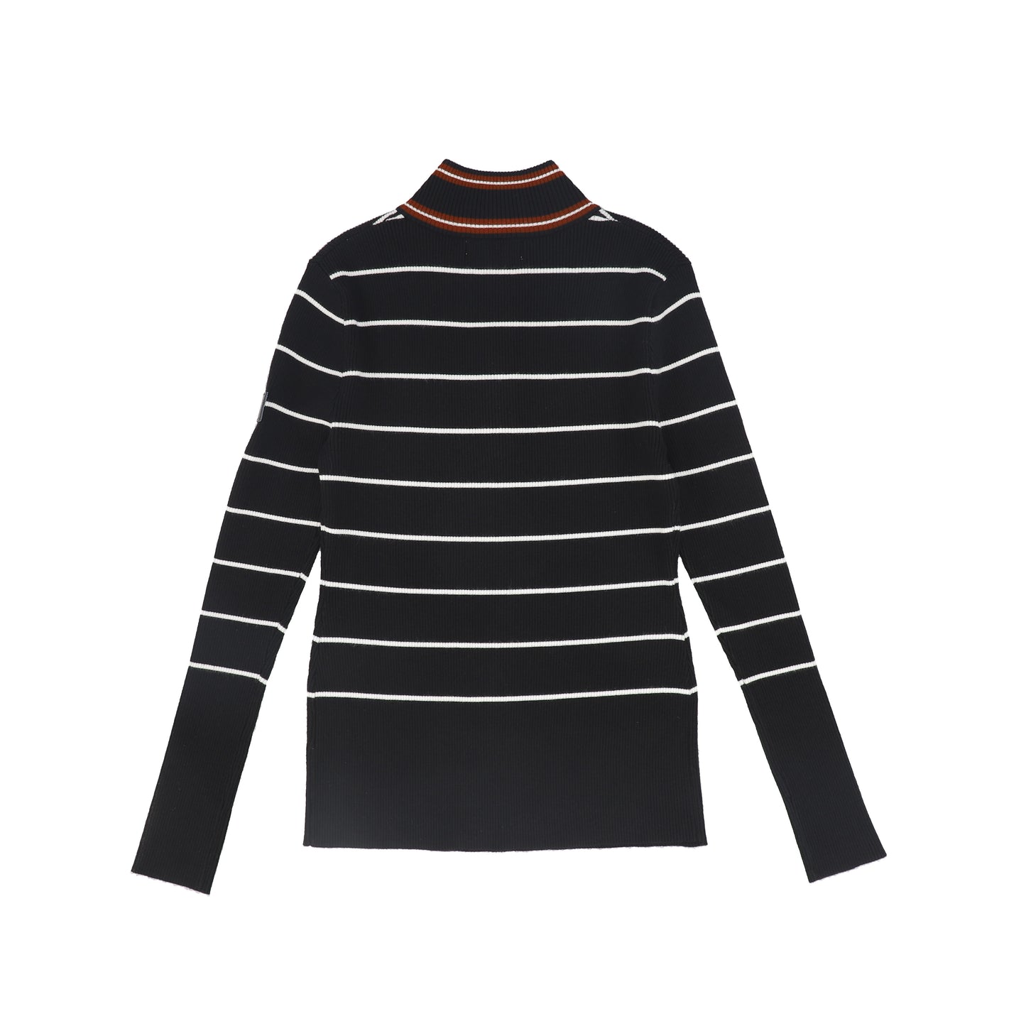 VALENTINA BLACK STRIPE HALF ZIP KNIT TURTLENECK SWEATER