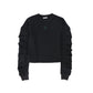 VALENTINA BLACK GATHERED SLEEVE SWEATSHIRT