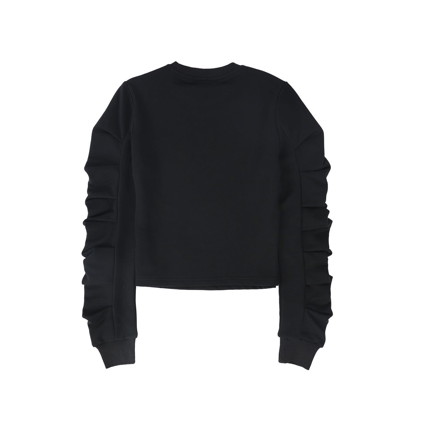 VALENTINA BLACK GATHERED SLEEVE SWEATSHIRT