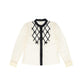 FRANCESCA GUILIANO CREAM/BLACK LATTICE TULLE BLOUSE
