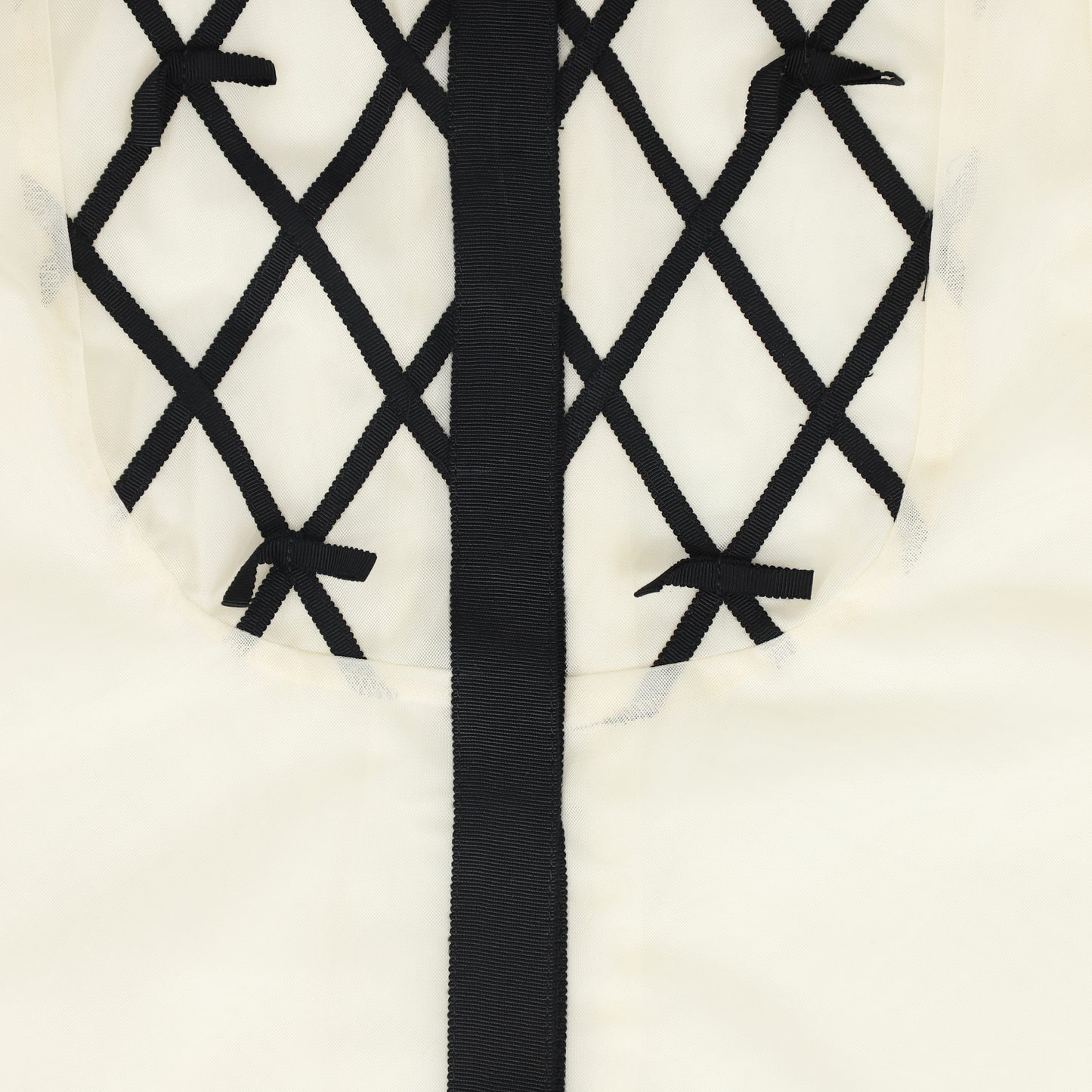 FRANCESCA GUILIANO CREAM/BLACK LATTICE TULLE BLOUSE