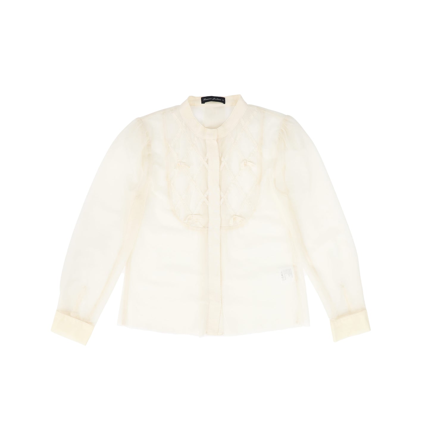 FRANCESCA GUILIANO IVORY LATTICE TULLE BLOUSE