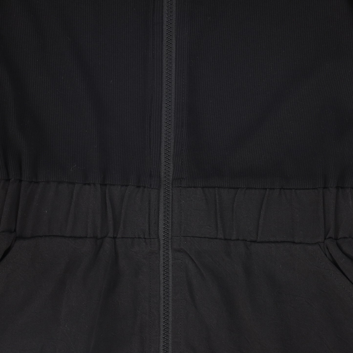 VALENTINA BLACK DENIM/SWEATSHIRT ZIPPER DRESS