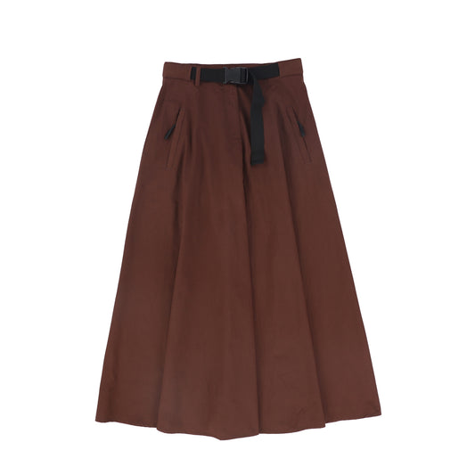 VALENTINA BURGUNDY BELT WAISTED MIDI SKIRT