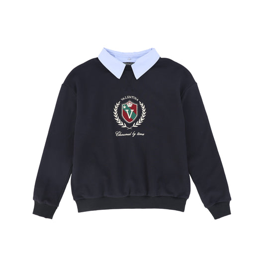 VALENTINA NAVY LOGO EMBROIDERED SWEATSHIRT
