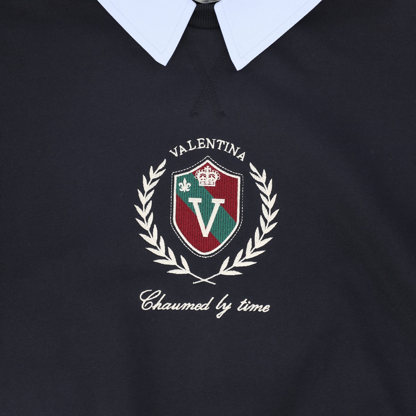 VALENTINA NAVY LOGO EMBROIDERED SWEATSHIRT