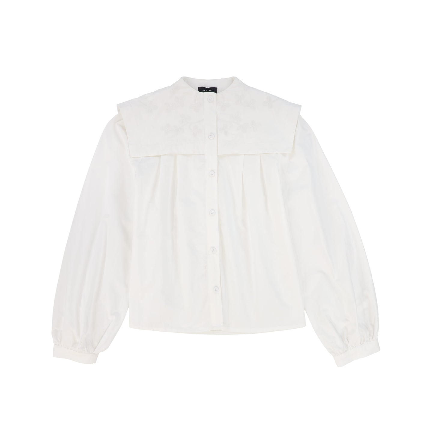 BAMBOO WHITE EMBROIDERED BIB BLOUSE