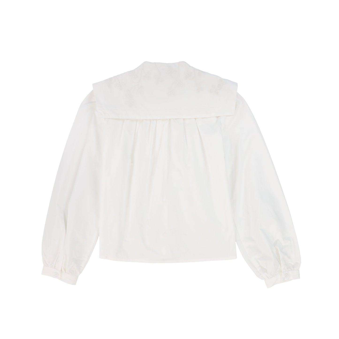 BAMBOO WHITE EMBROIDERED BIB BLOUSE
