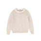 BACE COLLECTION OATMEAL POINTELLE LACE COLLAR SWEATER