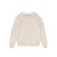 BACE COLLECTION OATMEAL POINTELLE LACE COLLAR SWEATER