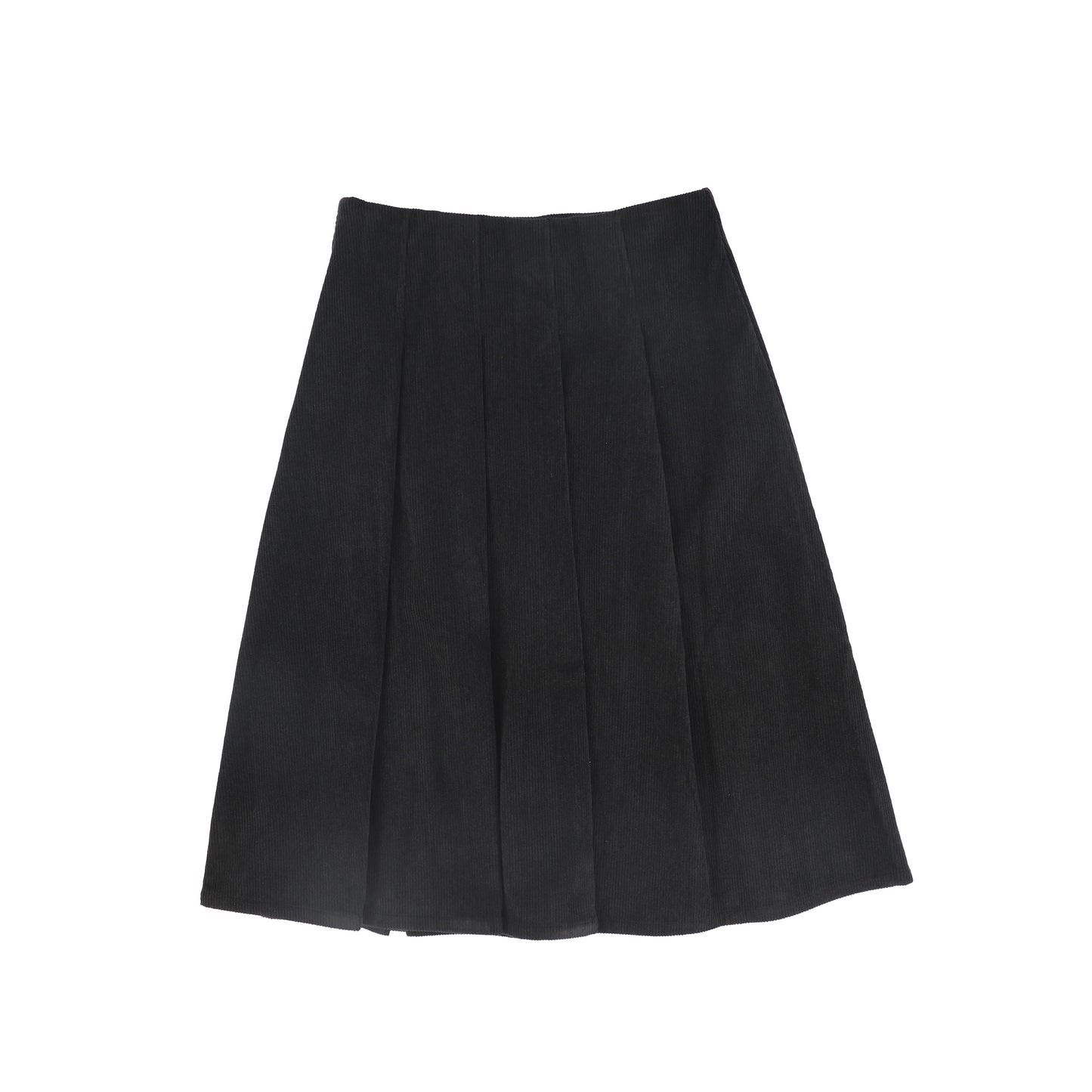 VALENTINA BLACK PLEATED CORDUROY SKIRT
