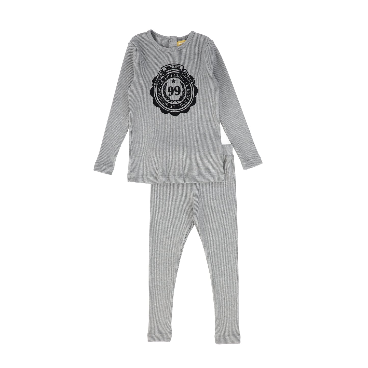 LE BOURDON LIGHT GREY VELVET LOGO PAJAMAS