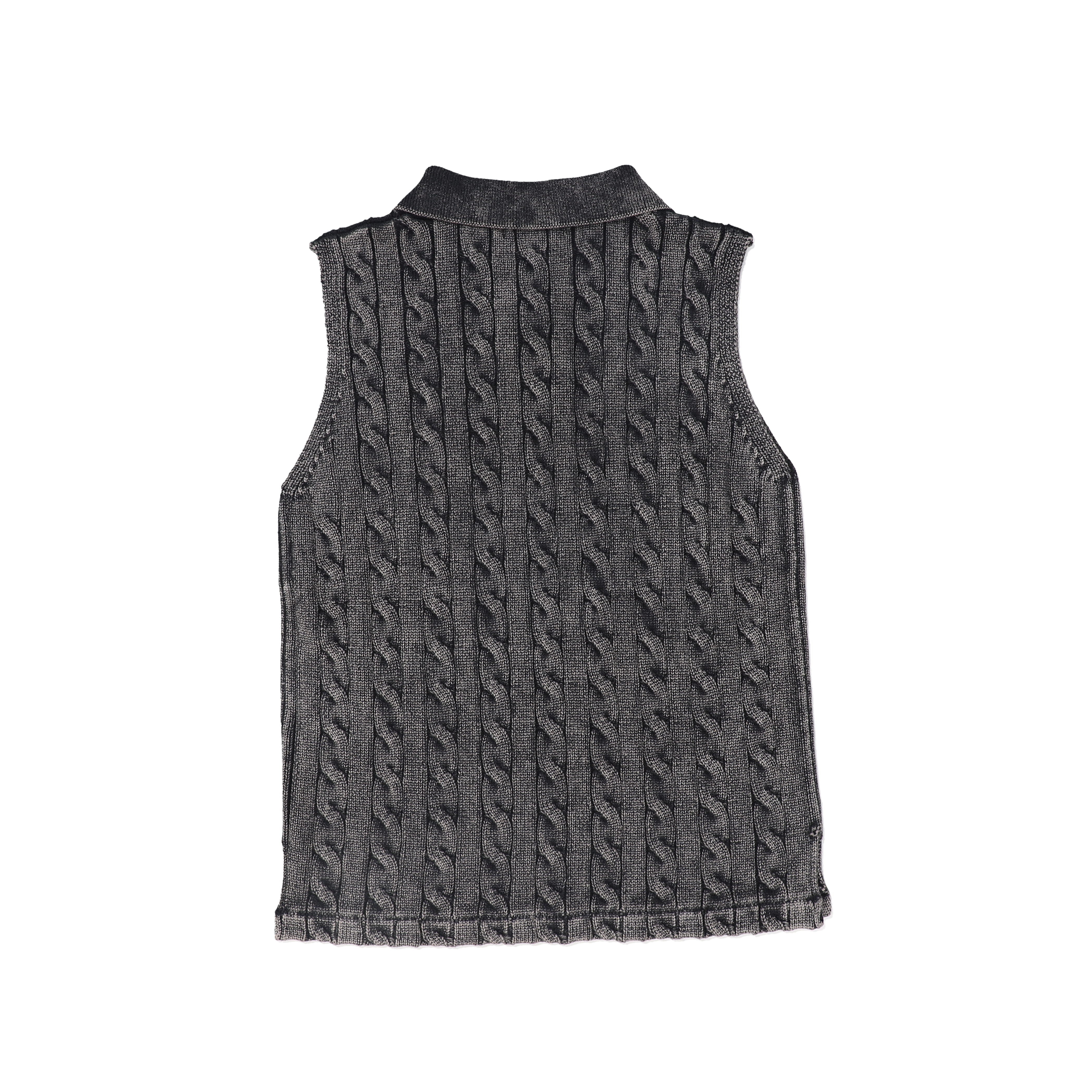 VALENTINA BLACK CABLE-KNIT CROP VEST – Luibelle