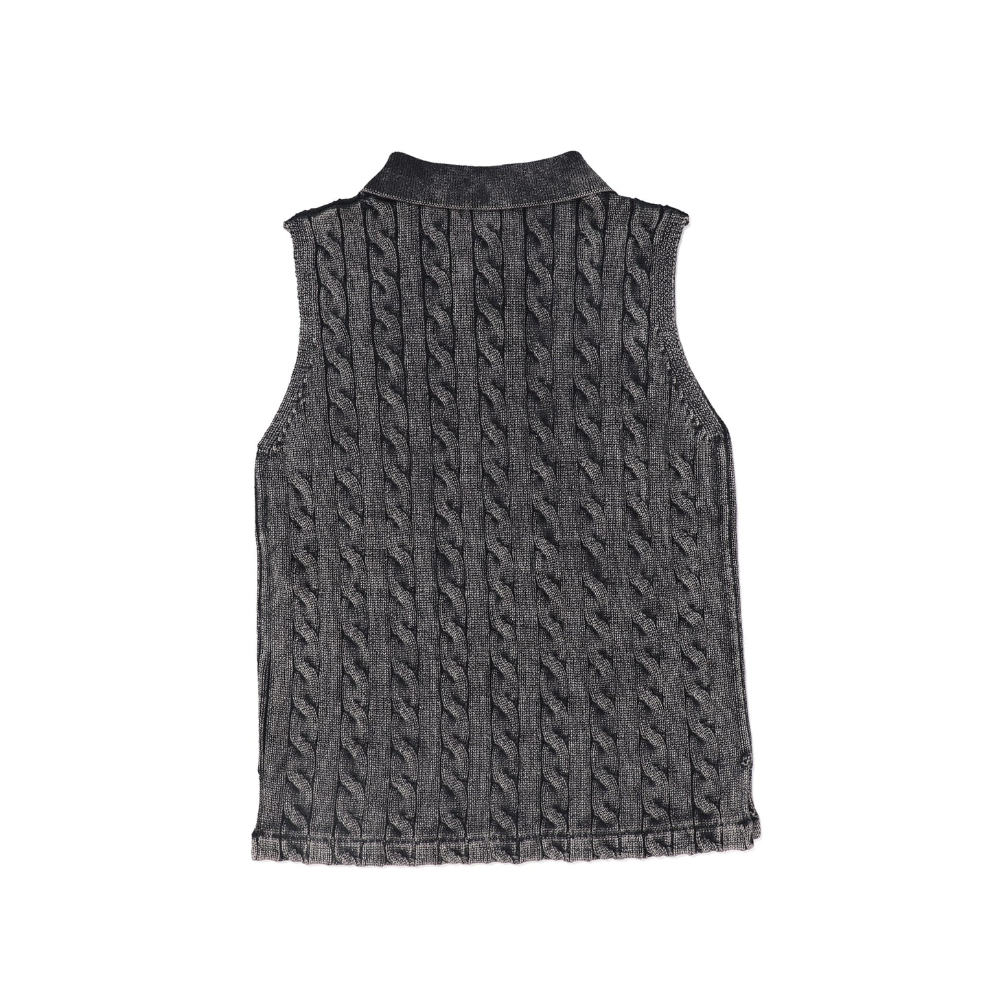 VALENTINA BLACK CABLE-KNIT CROP VEST