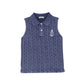 VALENTINA BLUE CABLE-KNIT CROP VEST
