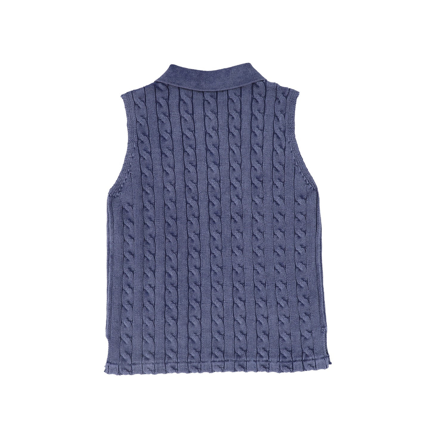 VALENTINA BLUE CABLE-KNIT CROP VEST
