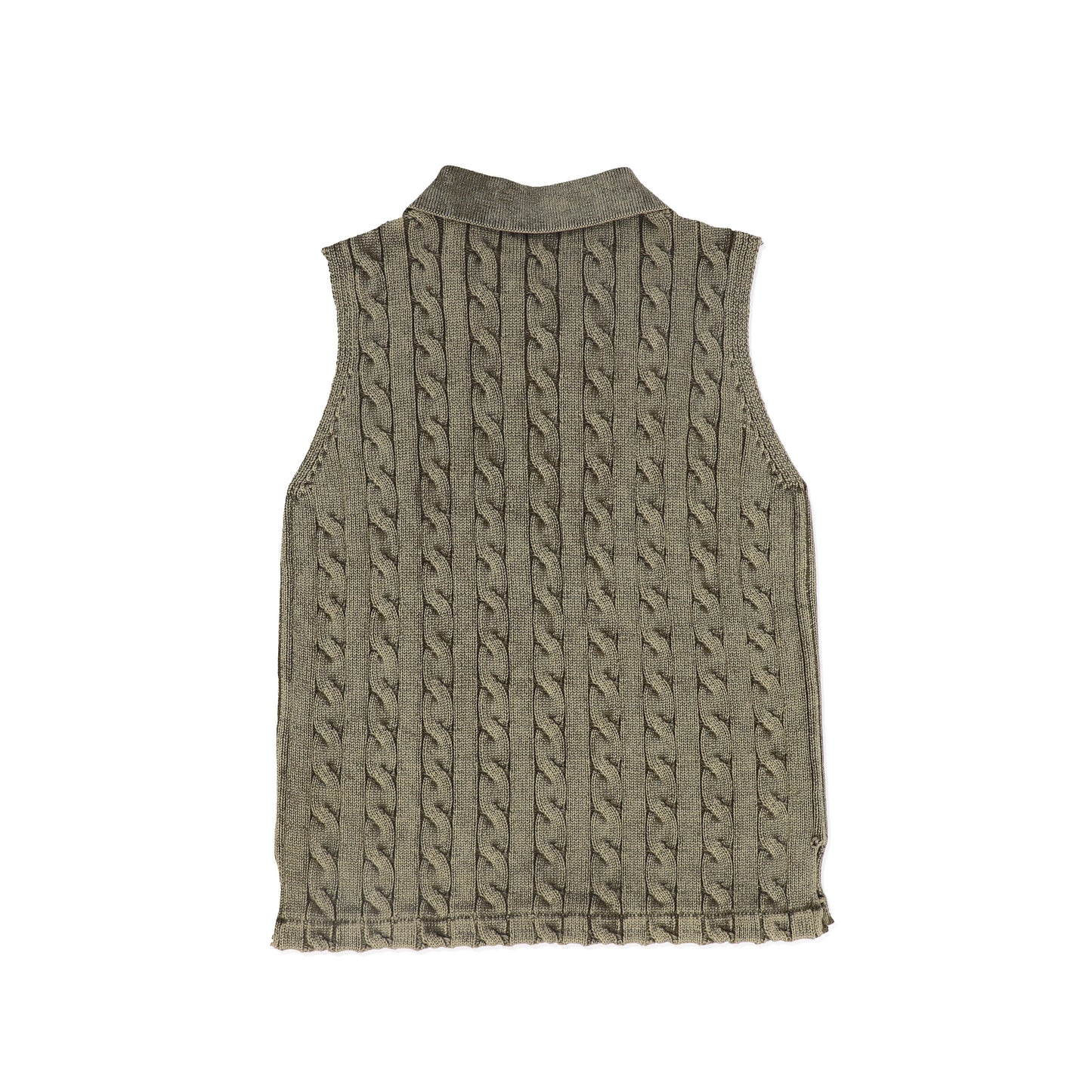VALENTINA OLIVE CABLE-KNIT CROP VEST