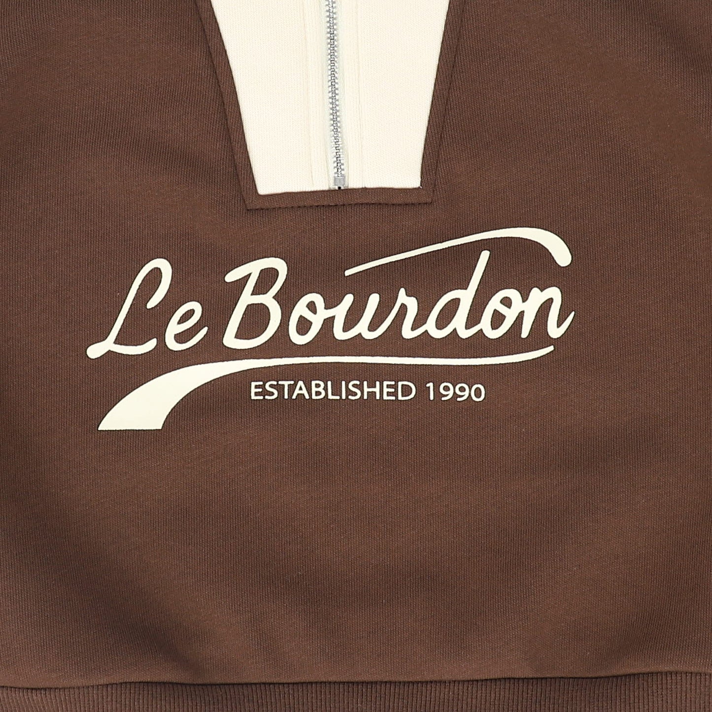 LE BOURDON BROWN HALF ZIP COLORBLOCK SWEATSHIRT