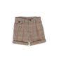 LE BOURDON OLIVE HOUNDSTOOTH WOOL CUFFED SHORTS