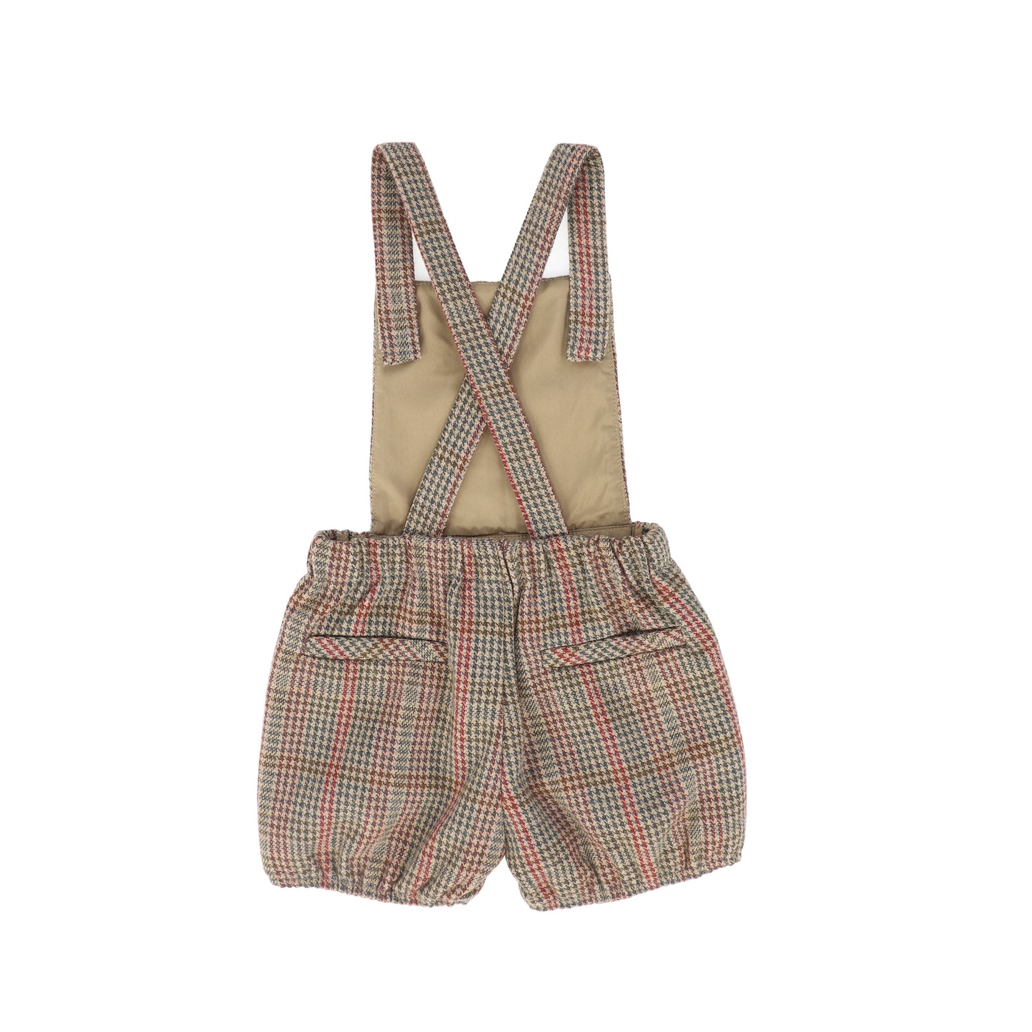 LE BOURDON OLIVE HOUNDSTOOTH WOOL OVERALLS