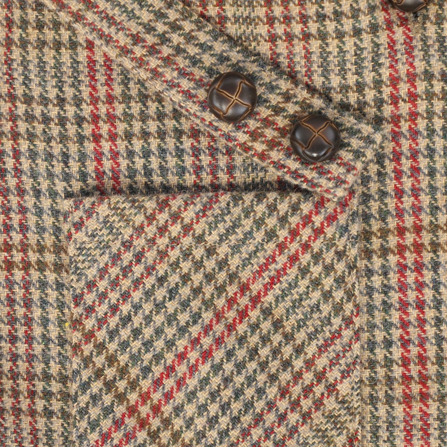 LE BOURDON OLIVE HOUNDSTOOTH WOOL OVERALLS