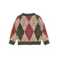 LE BOURDON OLIVE ARGYLE KNIT TRIM CARDIGAN