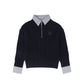 VALENTINA NAVY STRIPE COLLAR CABLE KNIT SWEATER