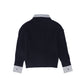 VALENTINA NAVY STRIPE COLLAR CABLE KNIT SWEATER