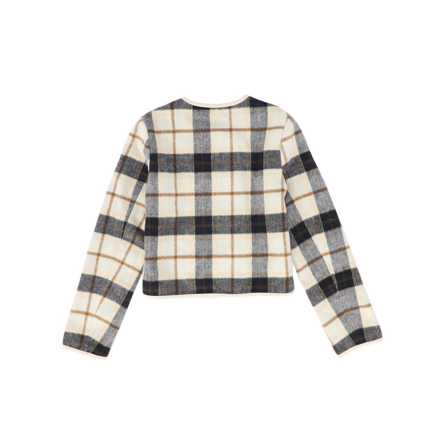 VALENTINA BEIGE PLAID CREWNECK BLAZER