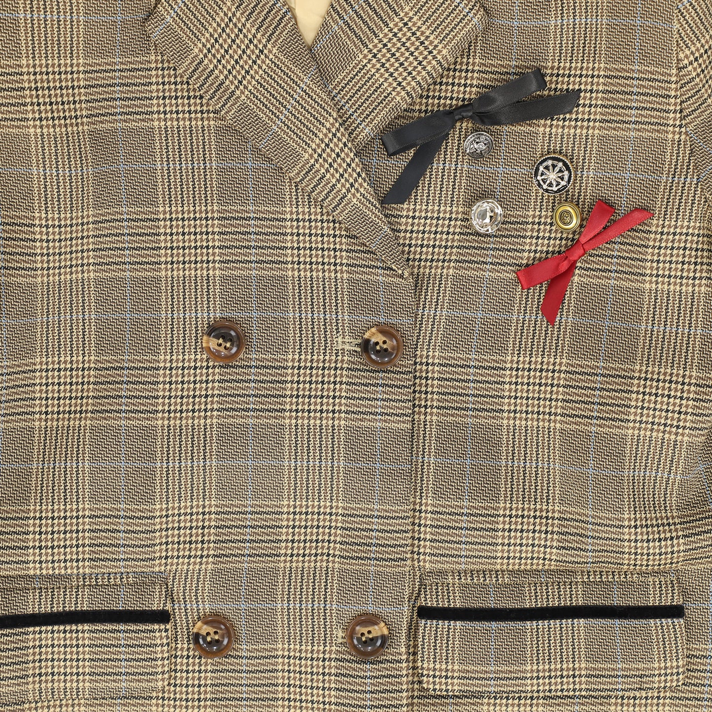 VALENTINA BROWN PLAID POCKET BLAZER