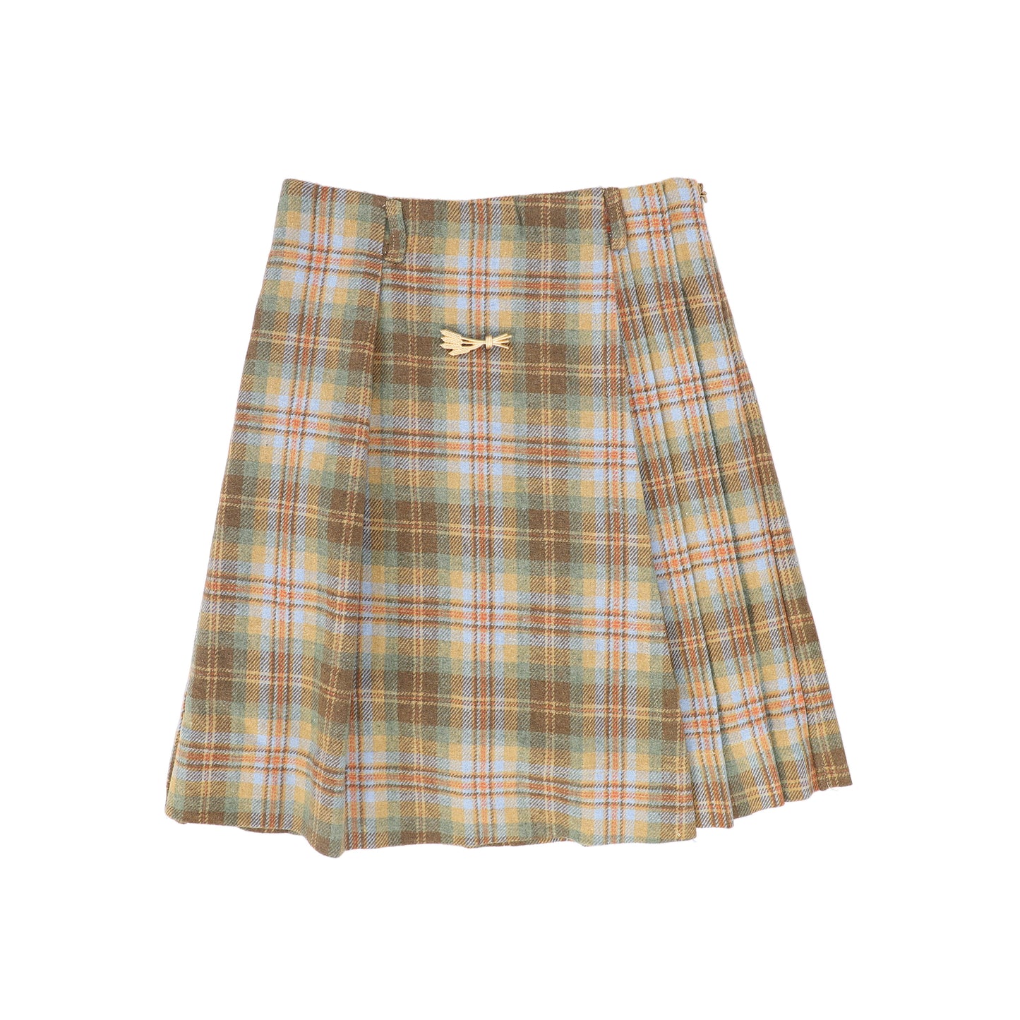 BACE COLLECTION CAMEL PLAID PLEAT SKIRT