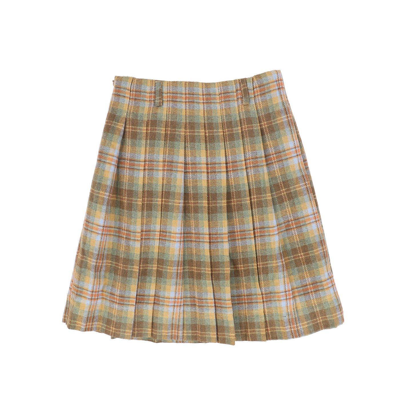 BACE COLLECTION CAMEL PLAID PLEAT SKIRT